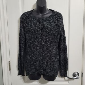2 FOR 💲1️⃣ Love & Liberty Cozy Black/White Marled Knit Hi-Low Sweater Sz Med